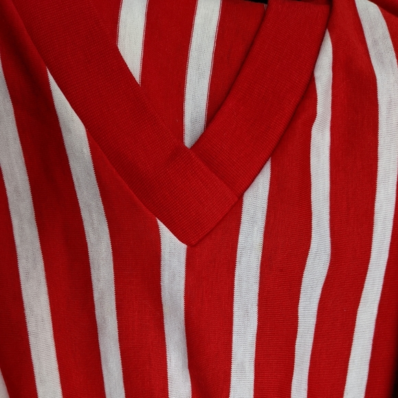 Vintage striped v-neck light knit synthetic top Sears The Fashion Place - Picture 6 of 8
